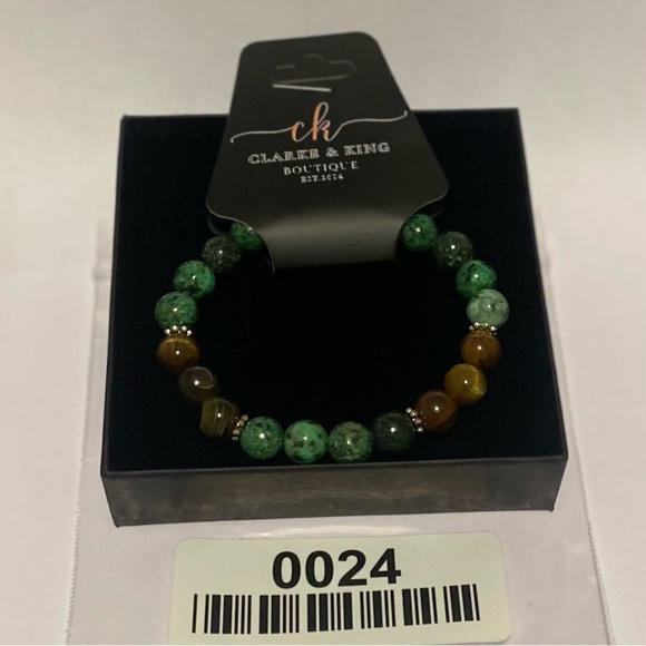 New Jade and Tiger Eye Beaded Bracelet - Picture 7 of 7